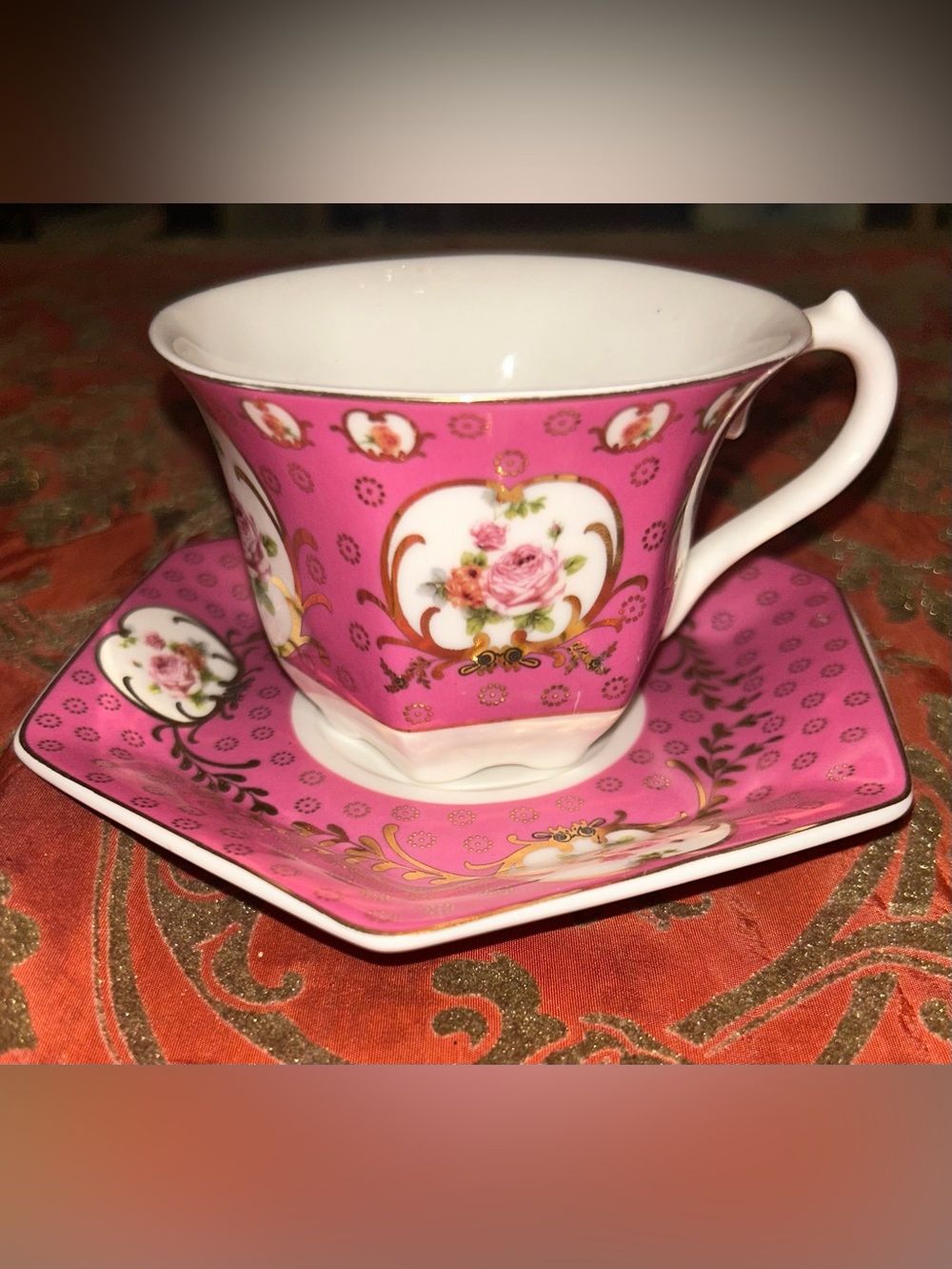 Pink Floral Tea Cup and Saucer Set